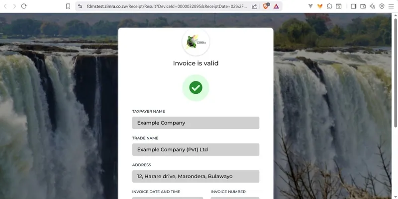 Panier ZIMRA Fiscalisation Verify QR Code