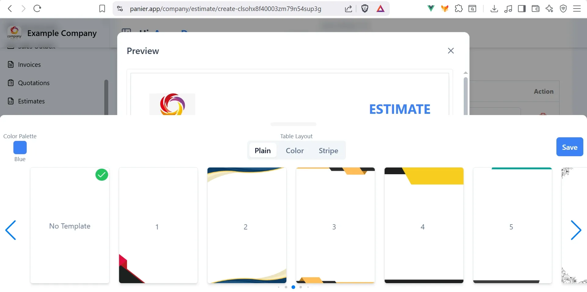 Panier Estimate Choose Background Template