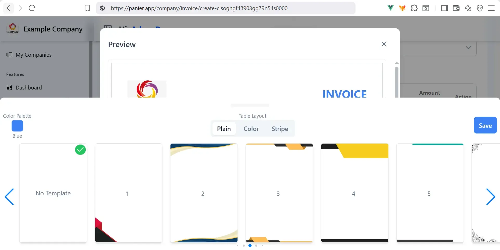 Panier Invoice Choose Background Template